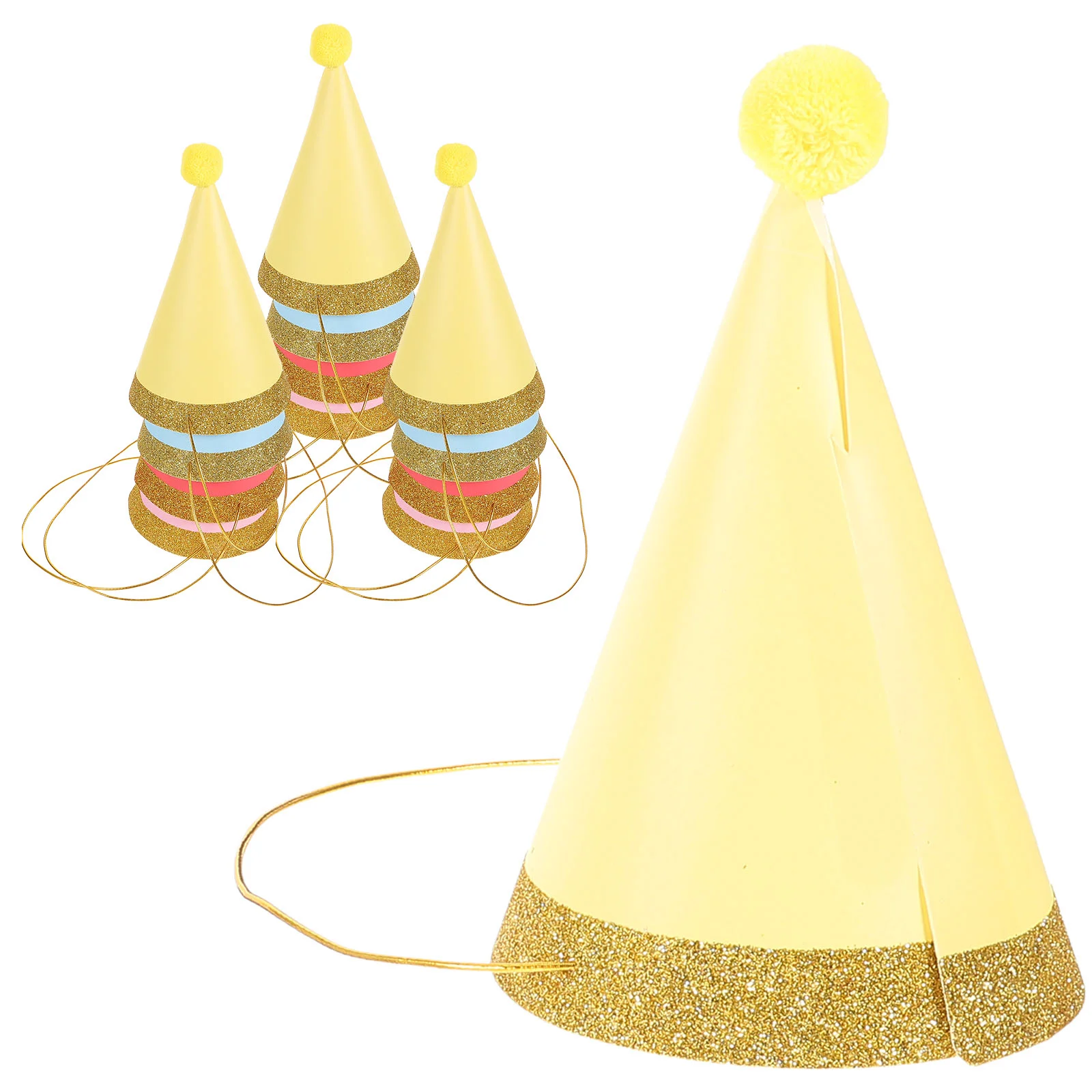 12 Pcs Kid Presents Pompom Party Hat for Cone Birthday Cute Photo Props Cap Childrens Gifts