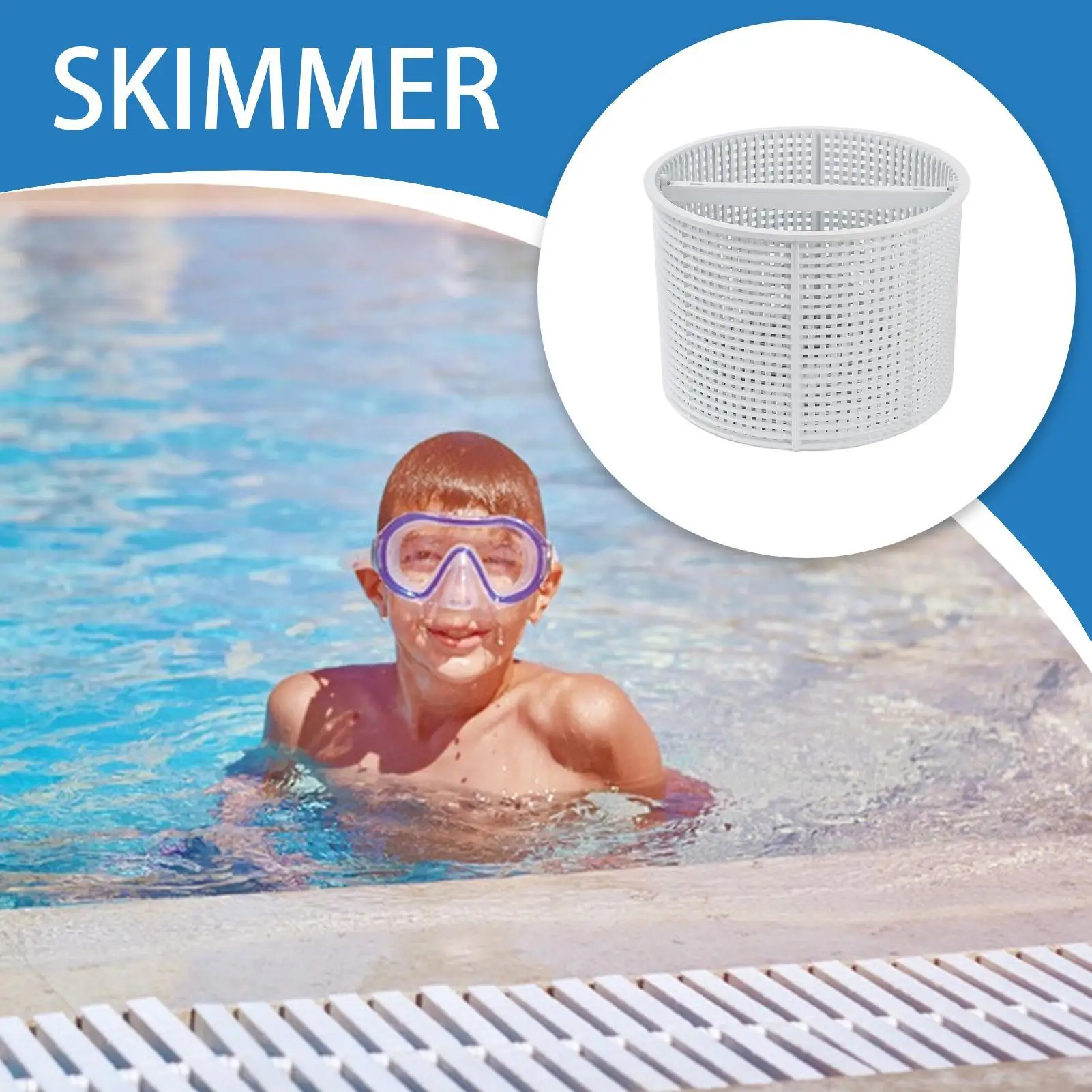 

swimming Pool Ground Skimmer Basket with Handle Effective Pool Pond Strainer Net for Clearing Leaves and Debris