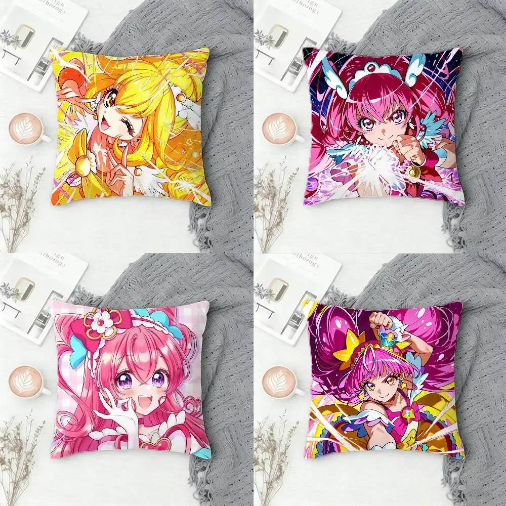

P-Pretty Cure Double-sided Printed Square Decorative Cushion Cover for Sofa Living Room Home Decor