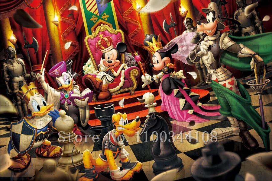 Jigsaw Puzzle for Adults Disney Mickey & Friends Welcome To The World of Chess Wooden Puzzles Parent-Child Interactive Toys