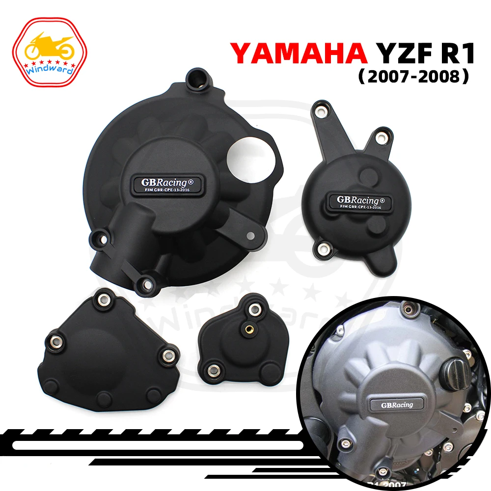 

Аксессуары для мотоциклов комплект крышек для защиты двигателя GB Racing подходит для YAMAHA YZF R1 07-08 YZF-R1 2007 2008