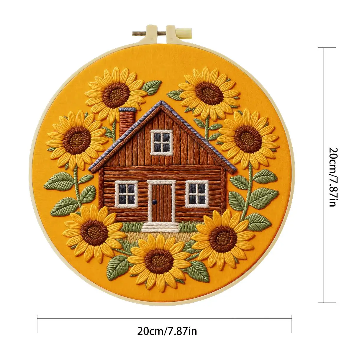 1 Stück 20X20CM/15X15CM 7,87/6,3 Zoll Sonnenblumen-Stickerei-Starter-Kit für Zuhause DIY-Kit DIY-Stickerei-Set Handarbeiten Nadelkunst – Detail 4