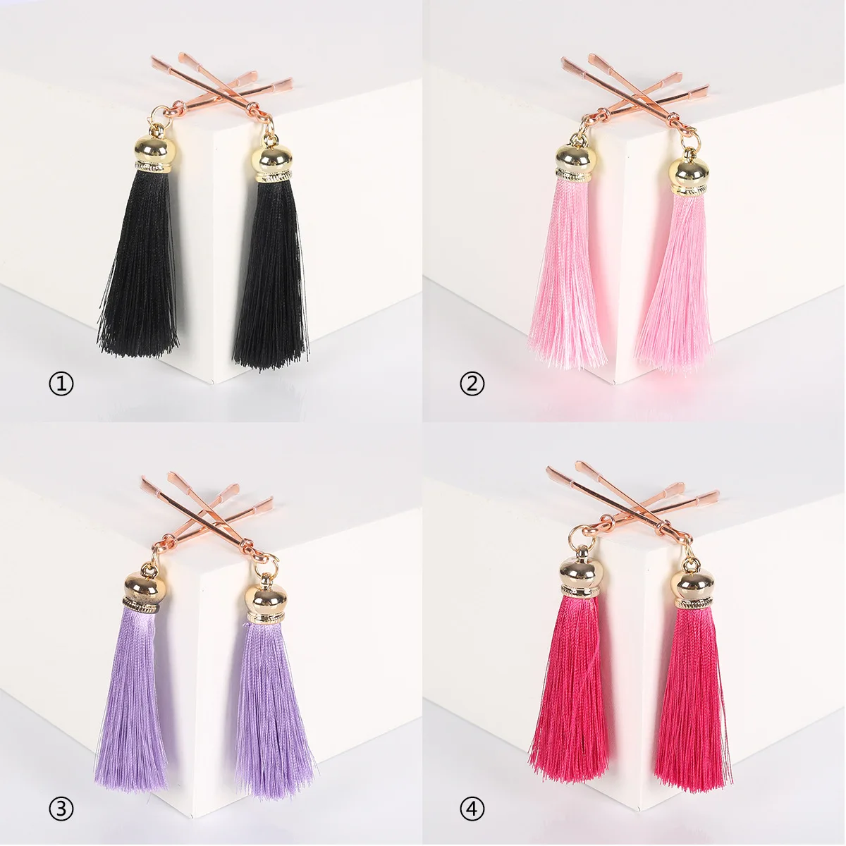 4 Colors Metal Nipple Clips With Tassels Set Rosegold Female Breast Nipple Clamps Bondage Restraints Sex Toys Slave For Women