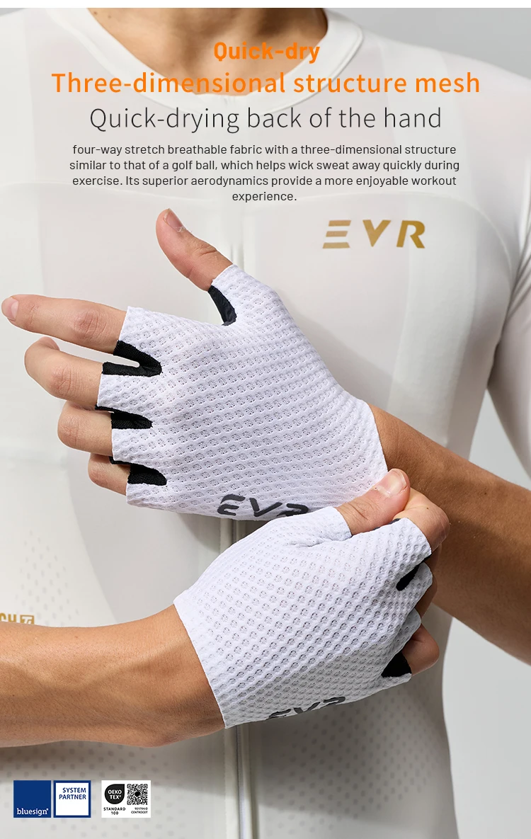 EVR Fahrradhandschuhe für Herren und Damen, halbfingerige Fahrradhandschuhe mit rutschfester Handflächenpolsterung, atmungsaktive MTB- und Rennradhandschuhe, Fahrradzubehör. – Detail 8