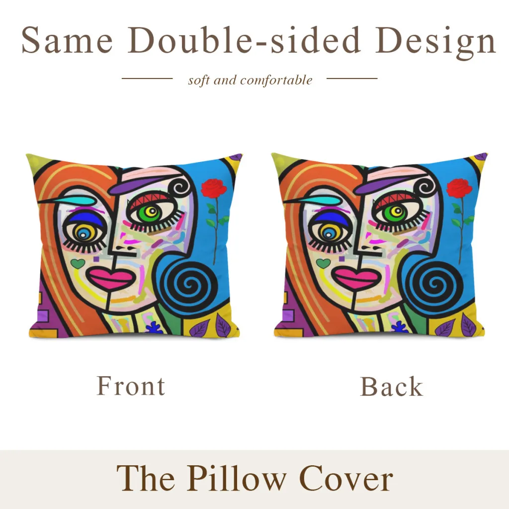 Funky Ladies Abstract Face No 2 Cushion Office Classroom Chair Cushion Couch Pillow Bedroom Floor Winter Thick