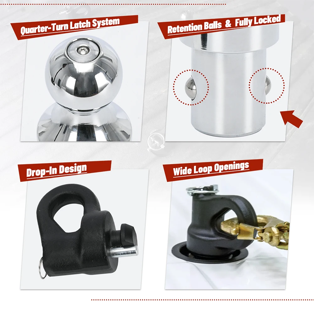 

Комплект мячей и защитной цепи PQY на гибкой шее, подходящий для Chevy/Ford/GMC/Nissan Titan XD 60692