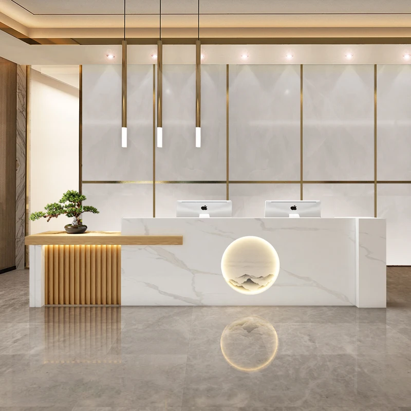 

Luxury Beauty Reception Desk Counter Decorations Modern Cashier Reception Desk Hotel Counter Nordic Trendy Office Furniture