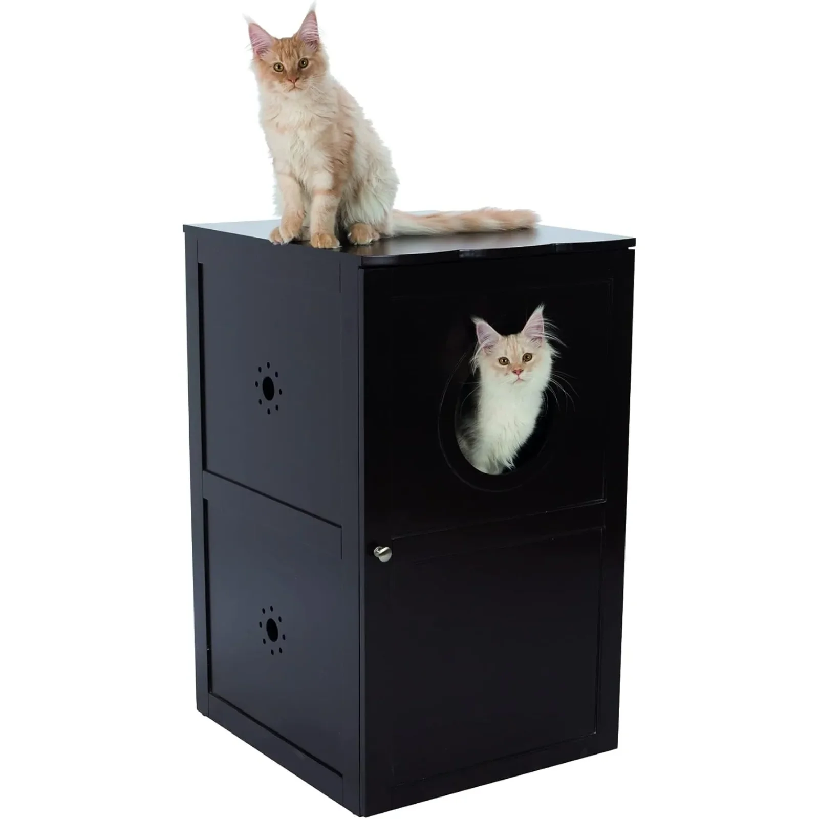 US 2-Story Furniture Style Litter Box Enclosure and Pet Home, Hidden Cat Litter Box, Espresso Brown