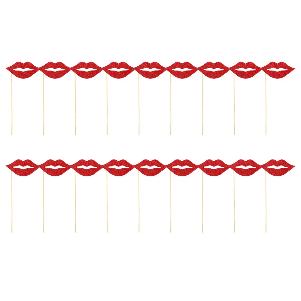 

20 Pcs Lips Photo Props Photograph for Party Mouth Booth Fake Birthday Favor Cheer