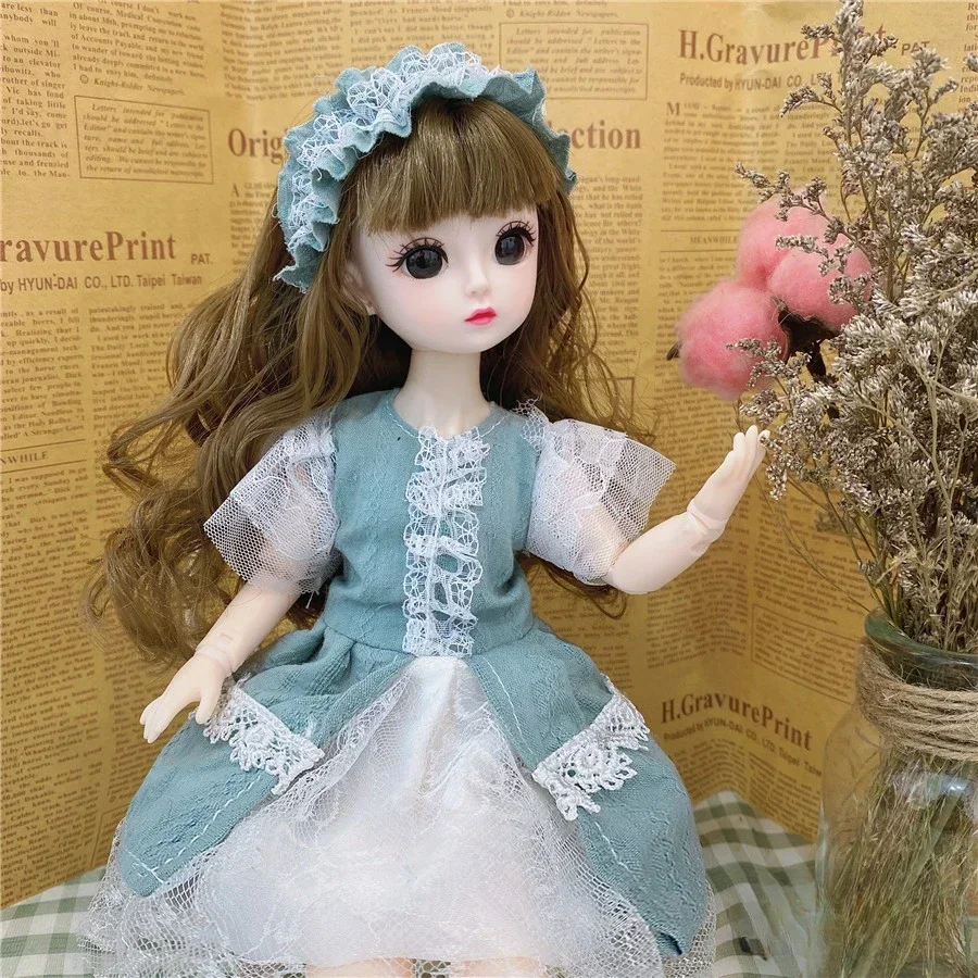 30cm Doll BJD1/6 Multiple Hair Color Brown Big Eyes 22 Removable Joints Matching Fashion Clothes Accessories Toy Gift