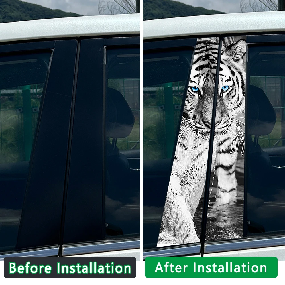 TIGER Waterproof Car B-pillar Vinyl Decal Stickers Auto Center Pillar Sticker Cover Scratches Vehicle Decor Accessories