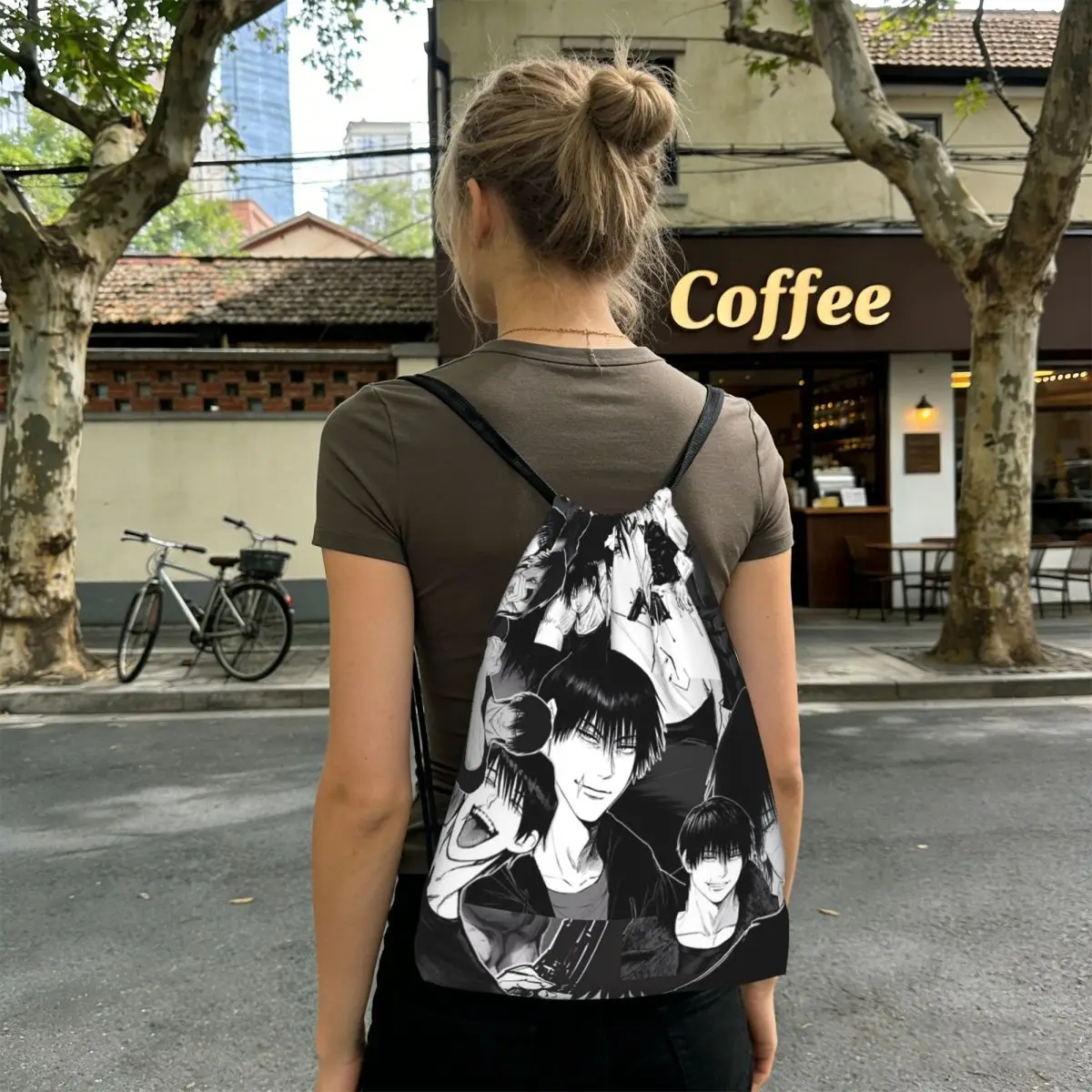 

T-Toji Fushiguros Manga Knife Backpacks Multi-function Drawstring Bundle Pocket Sports Bag Book Bags for Travel Students