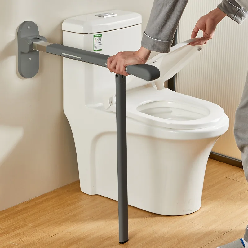 Foldable Toilet Safety Rail with Grab Bar - Adjustable Bidet Shower Holder for Elderly, Disabled, Pregnant Women