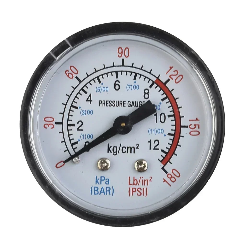 Air Compressor Pneumatic Hydraulic Fluid Pressure Gauge 0-180PSI 0-12Bar 1/4\'\' BSP Thread Manometer 50mm