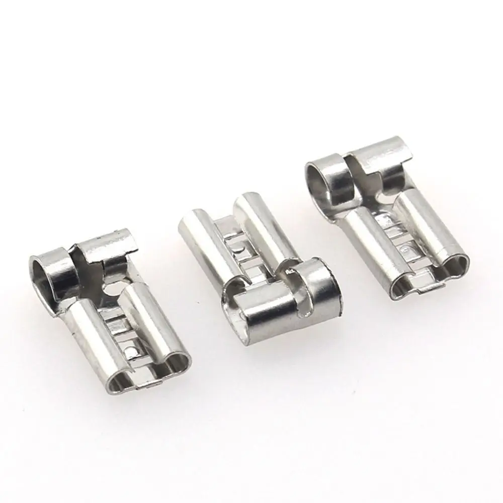 DJ6222-D6.3B Brass Crimp Terminal Female Spade Connector Bend Angle Car Socket Pins 6.3mm Plug-in Terminal Connector