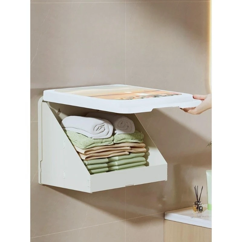 

Bath clothes bathroom mural storage box toilet small wall cabinet toilet folding storage