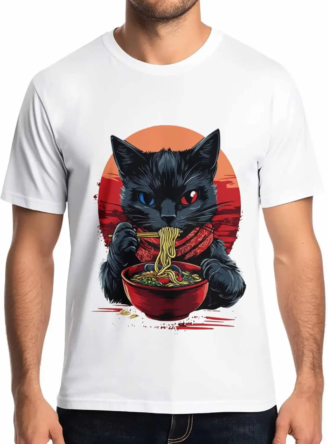 

Мужские футболки с рисунком черного кота, быстросохнущие футболки с короткими рукавами для мужчин, футболка с круглым вырезом, красные мужские футболки