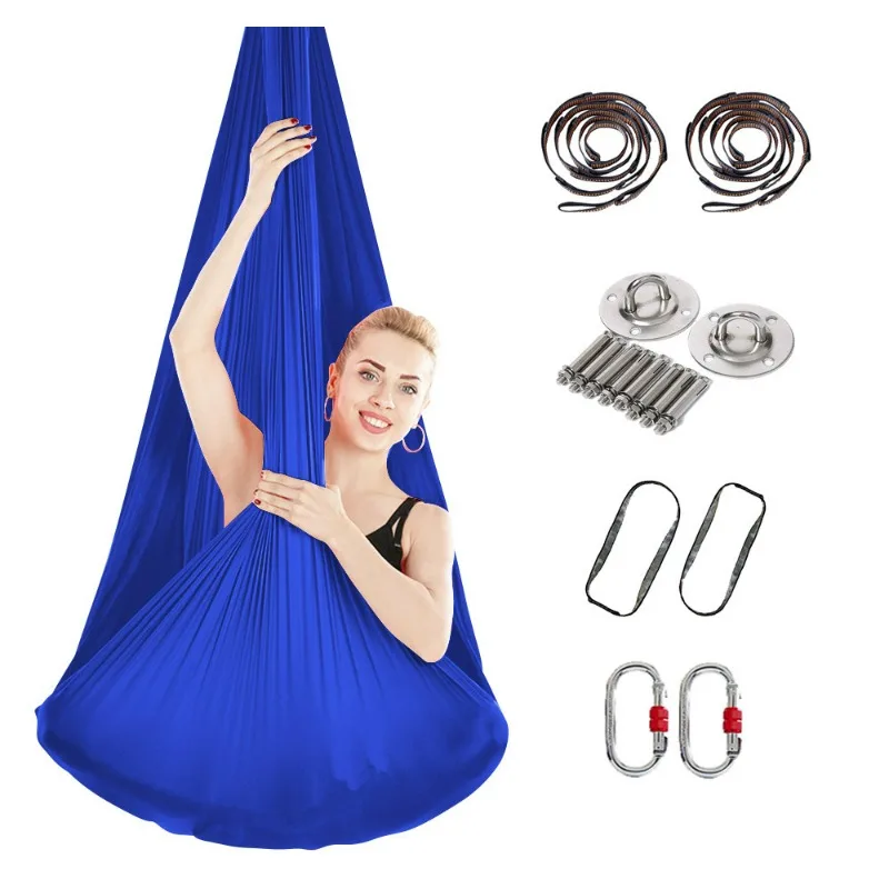 Elastic Air Yoga Hammock Set Yoga Rope Hammock Cloth Hammock Knot 4 Meters Full Set with Rope Fixing Plate