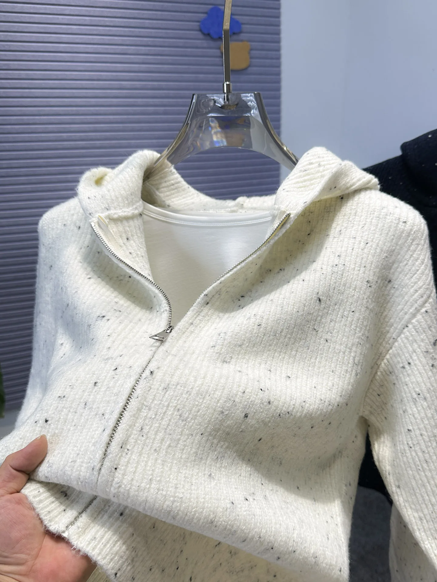 

Men's Zipper Hooded Open Cardigan Jaet Thiened Knitted Sweater Outerwear Casual Loose Fit Autumn Winter Faion Outer Layer