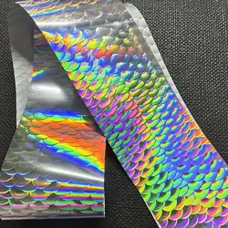 1 Roll Fish Scale Nail Foils Transfer Paper Chamelon Nail Art Stickers Stripe Manicure Decals Transparent Laser Nails Decoration