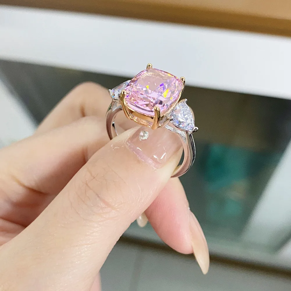 MINWEEN 6CT Lab Pink Diamond Ring With  925 Sterling Silver For Women Ring Wedding Party Jewelry