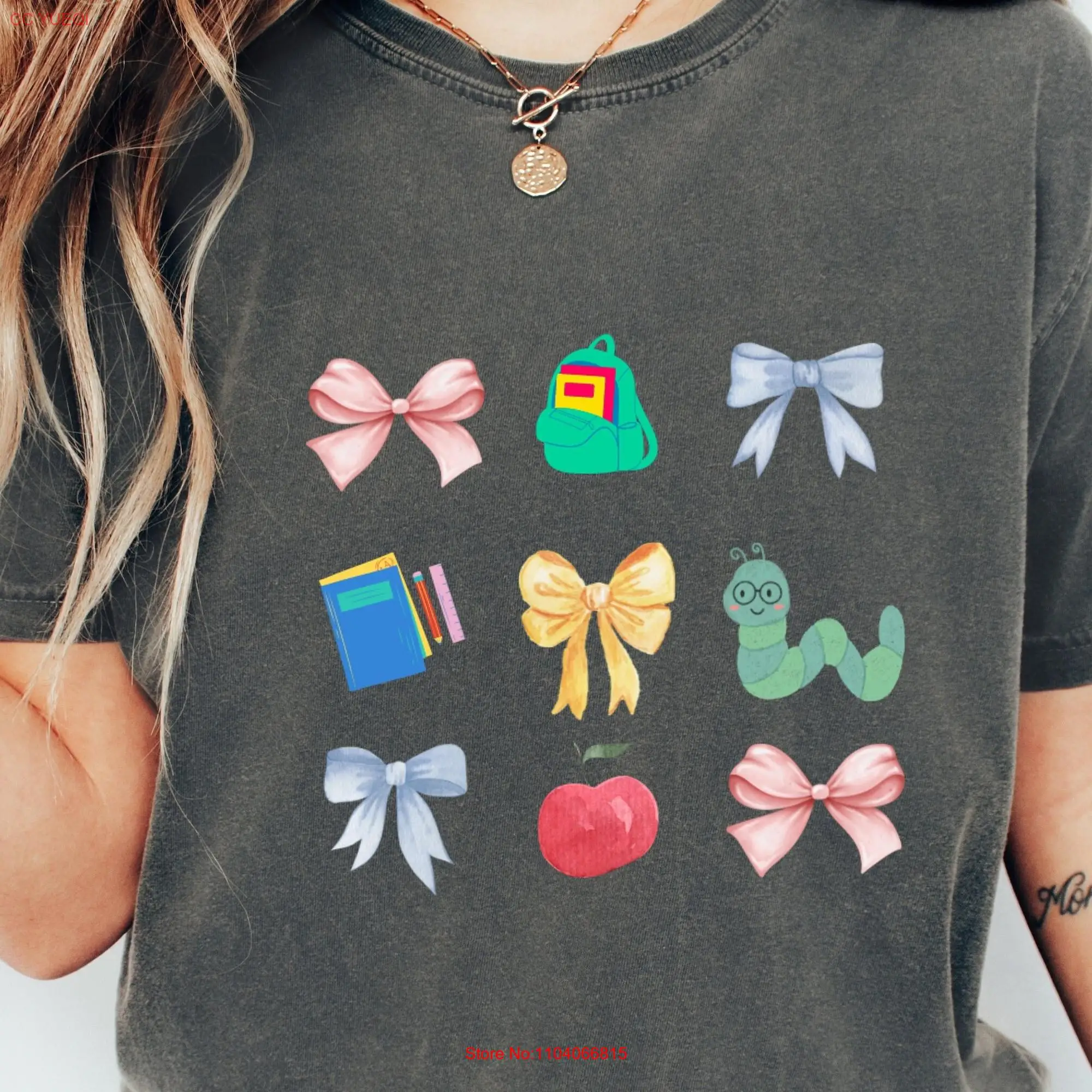 

Футболки с бантом на первый день школы, Детская рубашка с длинными или короткими рукавами для учеников