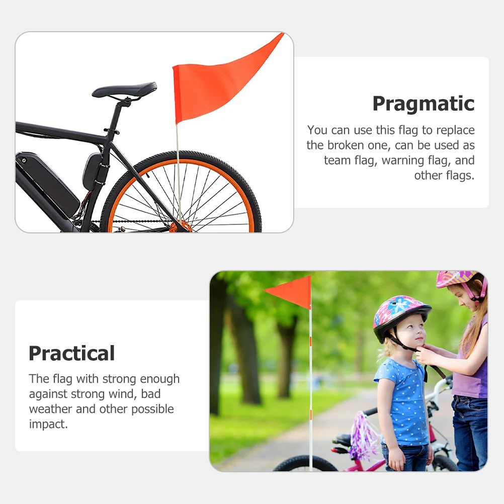 2Pcs Bike Safety Flag Cycling Triangular Wearresistant Waterproof Lightweight Compact Highvisibility Night Reflective