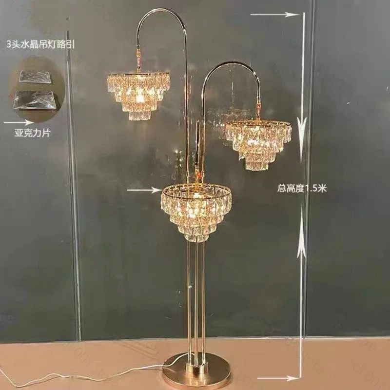 electroplated wrought iron three-headed ice bar road guide wedding props crystal road guide arrangement decorative ornaments