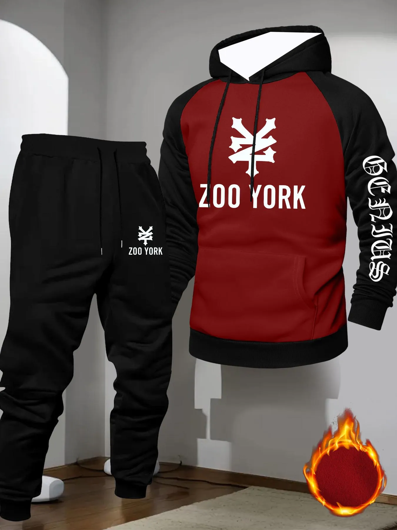 تتضمن المجموعة الكاملة للرجال سويت شيرت بغطاء للرأس وبنطلون مطابق - أحدث موديل لخريف وشتاء 2025 #4