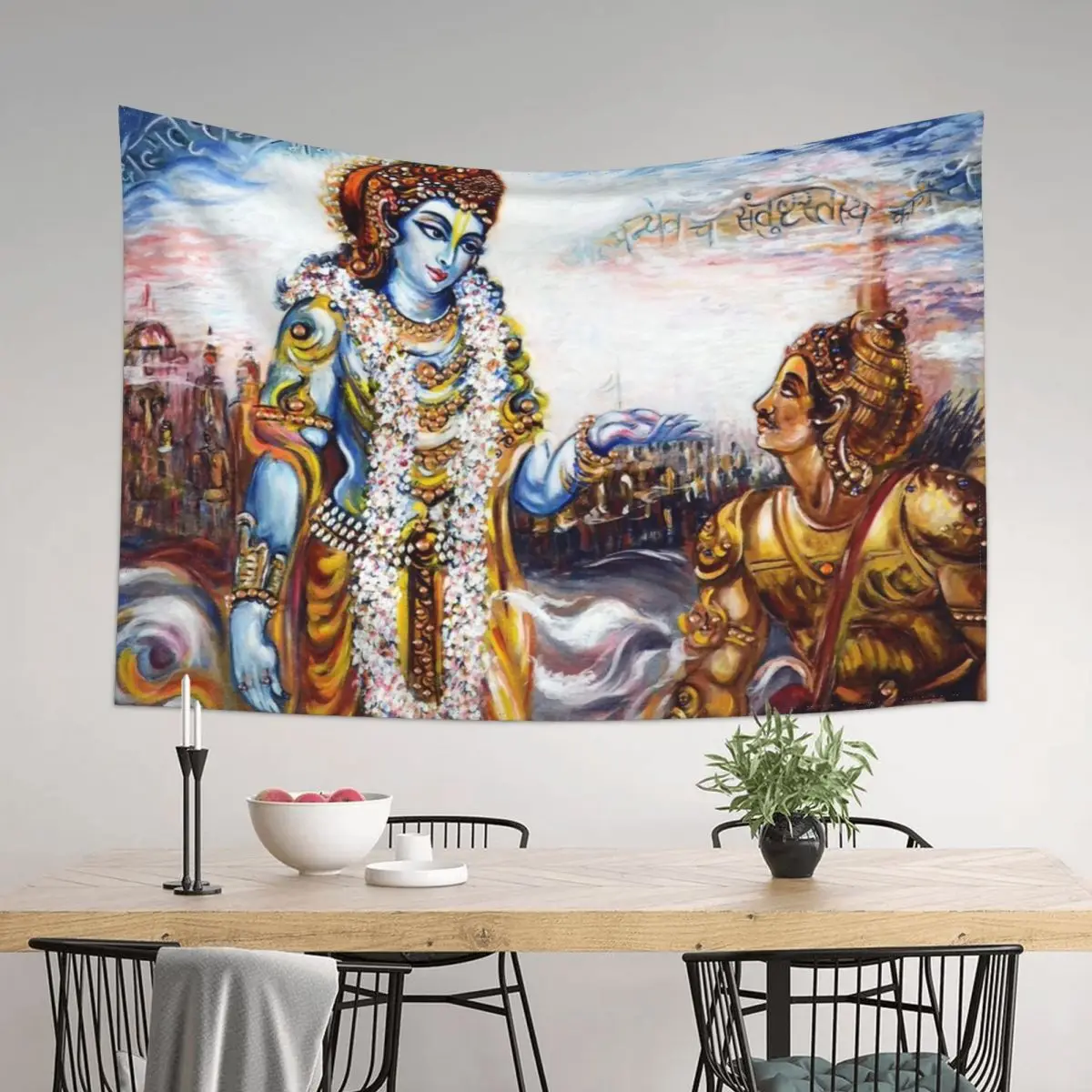 

Krishna - Arjuna in Bhagwat Geeta Tapestry Cute Room Things Room Decor Aesthetic Tapete For The Wall Tapestry