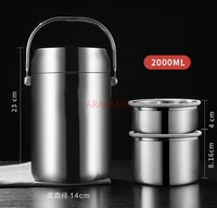 Insulated lunch box, pot bucket, 304 stainless steel, large capacity, multi-layer, ultra long insulation