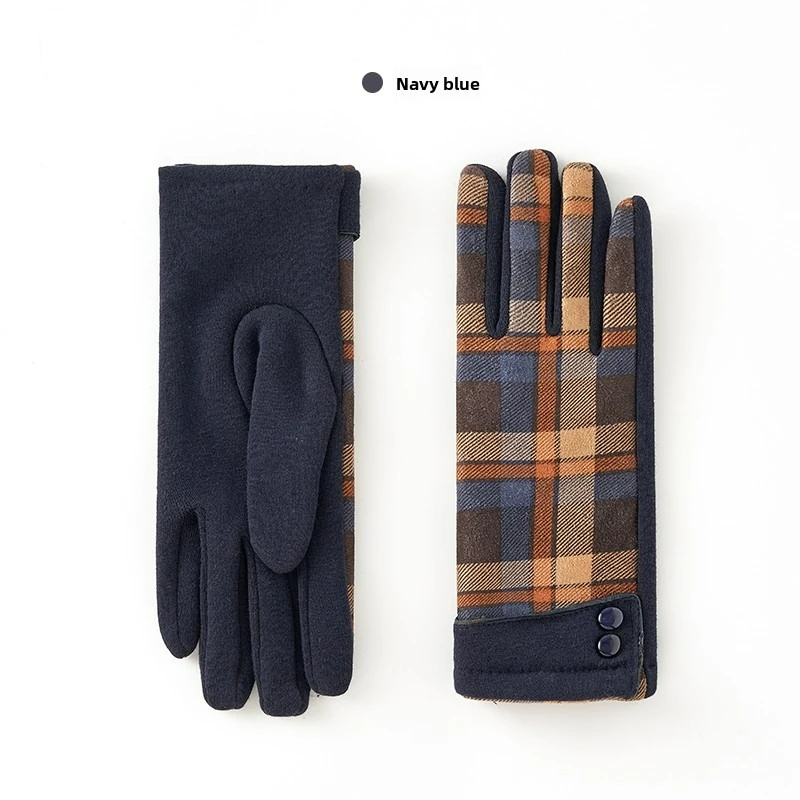 قفازات الخريف والشتاء، النسخة الكورية، منقوشة قديمة، مبطنة وسميكة، للتنقل اليومي، قفازات دافئة ومقاومة للبرودة