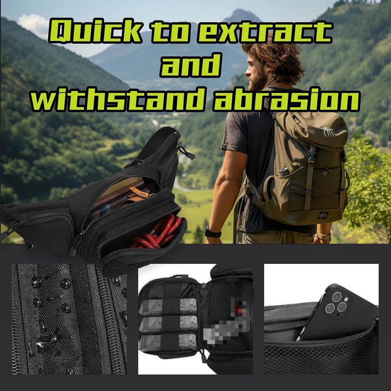 600D Oxford Multi-Pocket Waist Pack Adjustable Outdoor Utility Belt Bag for Hiking Fishing Cycling Camping Travel view 5