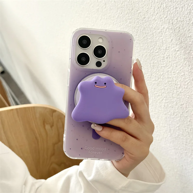 Fashion Purple Splash-ink Magnetic Phone Case For iPhone 15 Pro 12 13 14 Pro Max Cover with Magsafe Holder Silicone Cases Funda