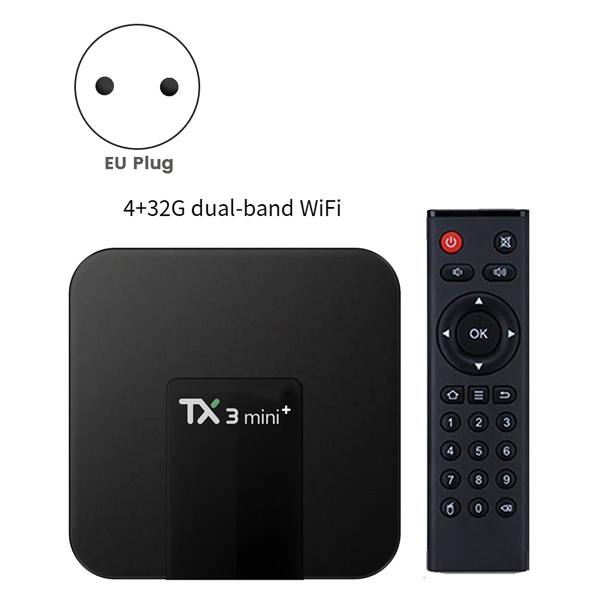 TX3 Mini+ TV Box S905W2 4G/32G Dual Band 2.4Ghz&5GHz Wi-Fi & Bluetooth BT Set Top Box EU PLUG