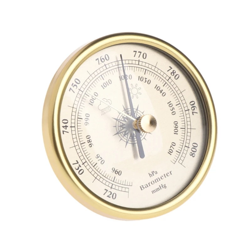 Durable Wall Mounted Household Barometer 1070hPa Pressure Gauge Weather Station Metal Wall Hanging Barometer Thermometer