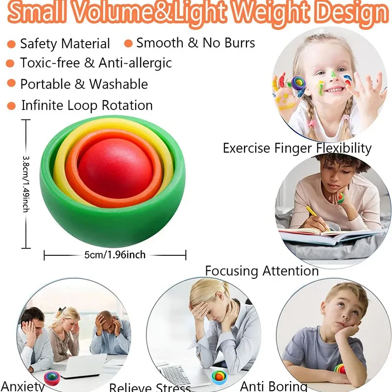 3D回転ボールFodget gyro感覚玩具、ハンドフィジェットスピナー、子供のためのジャイロスコープ10代の大人、adhd自閉症緩和