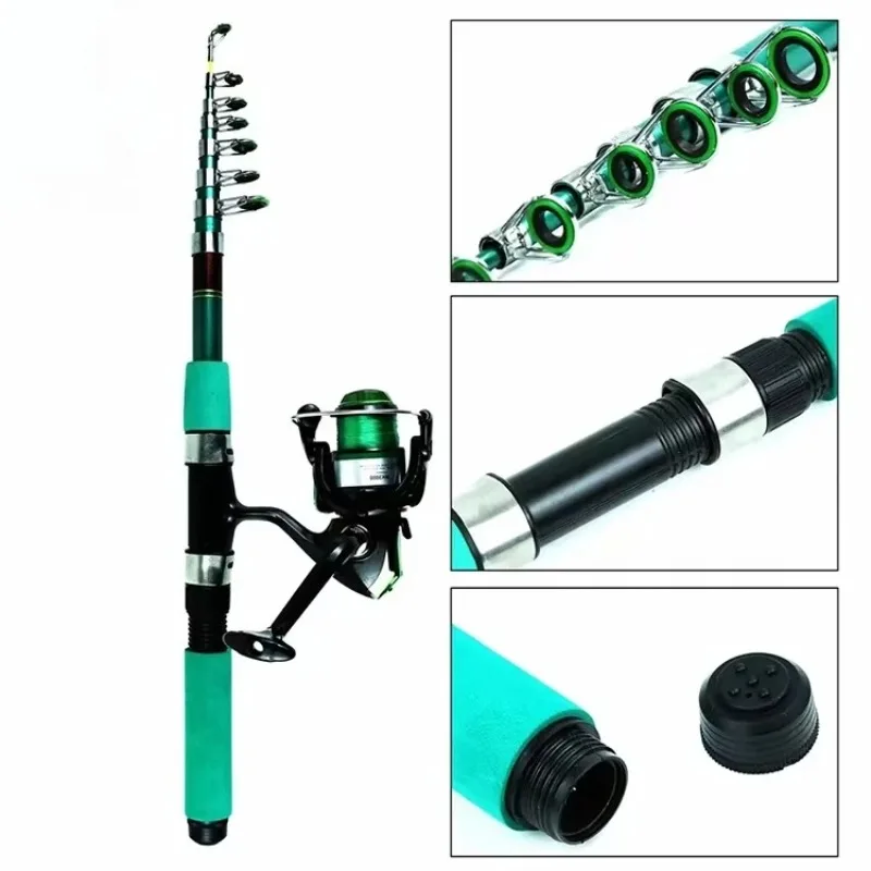 2025 Popular Items Full Set Portable Travel Kit Spinning Reel Freshman Travel Fishing Rod and Reel Combo Set With Case