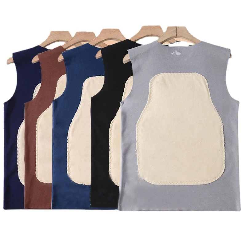 Men's Women Thermal Vest Patch Trackless Men's Double-sided Velvet Ground Bottoming Shirt Autumn Winter Thermal Underwear Tops