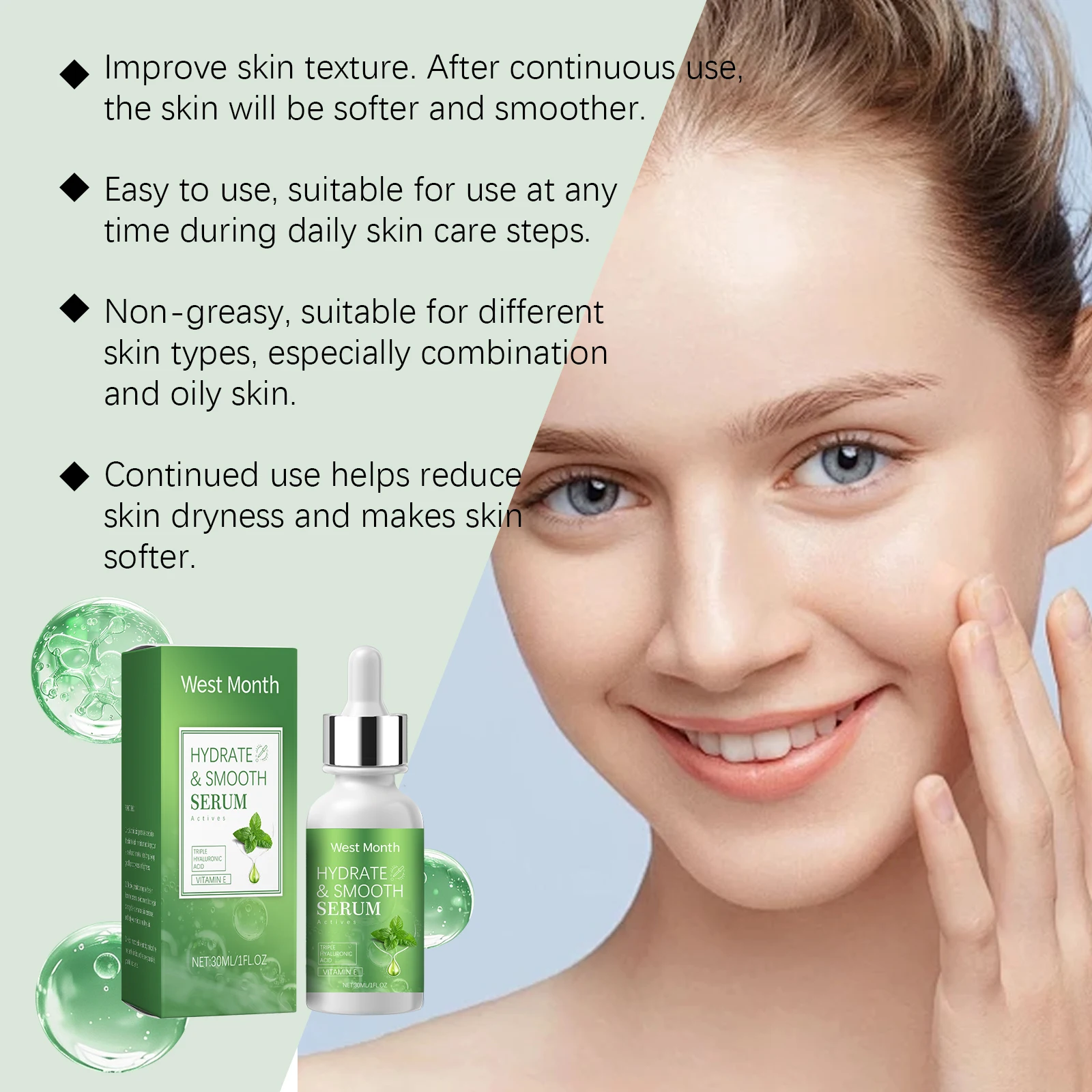 مصل الوجه بحمض الهيالورونيك للبشرة الجافة لوشن ترطيب الشتاء مع مرطب الوجه اليومي الجلسرين للنساء 30 مل