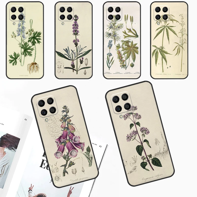 Botanical Drawings Flowers Plants Case For Samsung Galaxy M31 M51 M21 M30s M20 M14 M34 M54 M12 M32 M52 M13 M23 M33 M53 M55