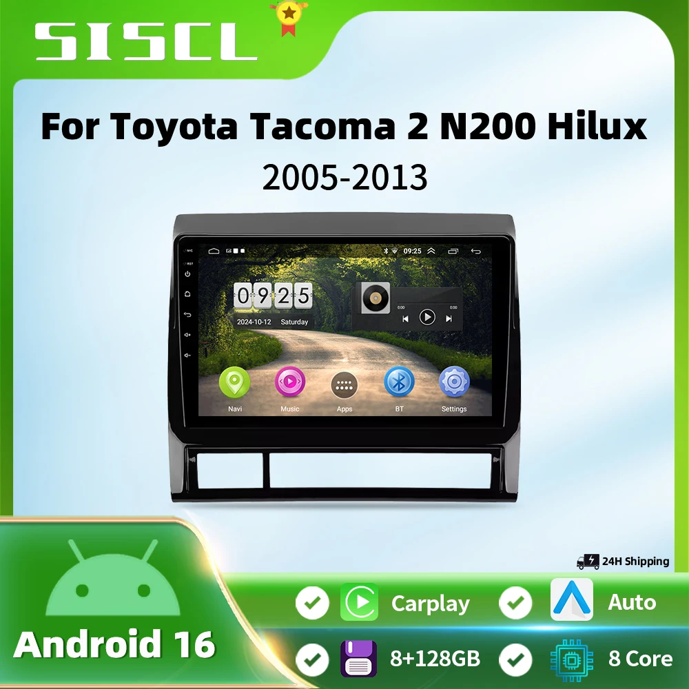 

9” WIFI Android 15 Car Radio For Toyota Tacoma 2 Hilux 2005-2015 Multimedia Player Wireless Carplay Android Auto Stereo GPS DSP