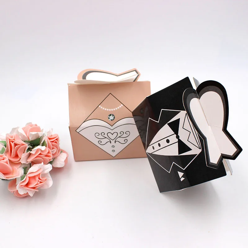 New Bride and Groom Formal Dress Style Candy Boxes  Wedding Favors and Gift Box Packaging Gifts Bags for Wedding Decoration