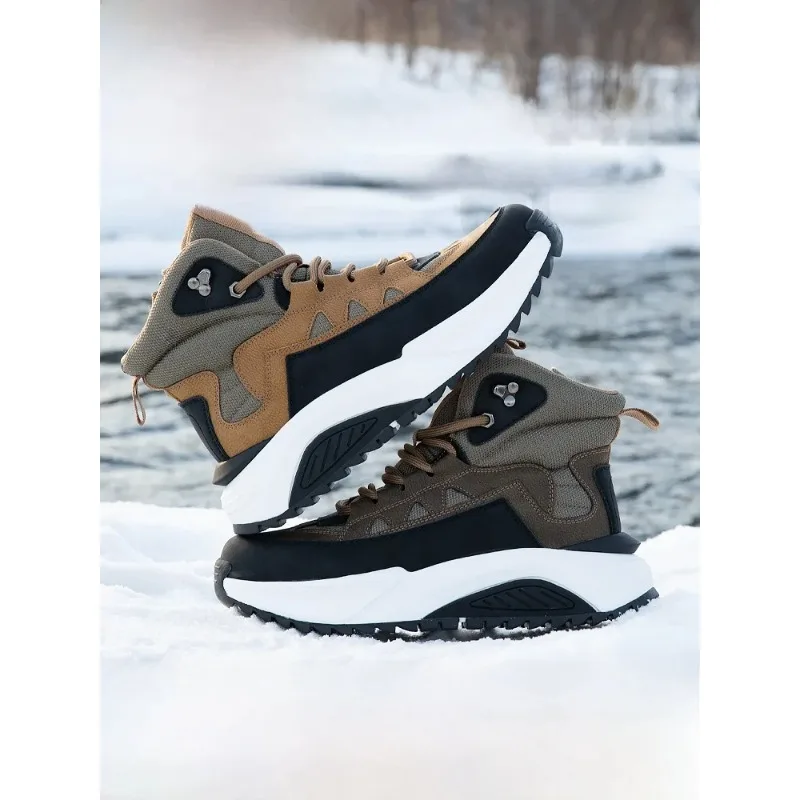 

Northeast Men's Snow Boots Winter Fur Leather Inteated Thiened Warm oes Waterproof Non-Slip Cotton oes Casual Outdoor