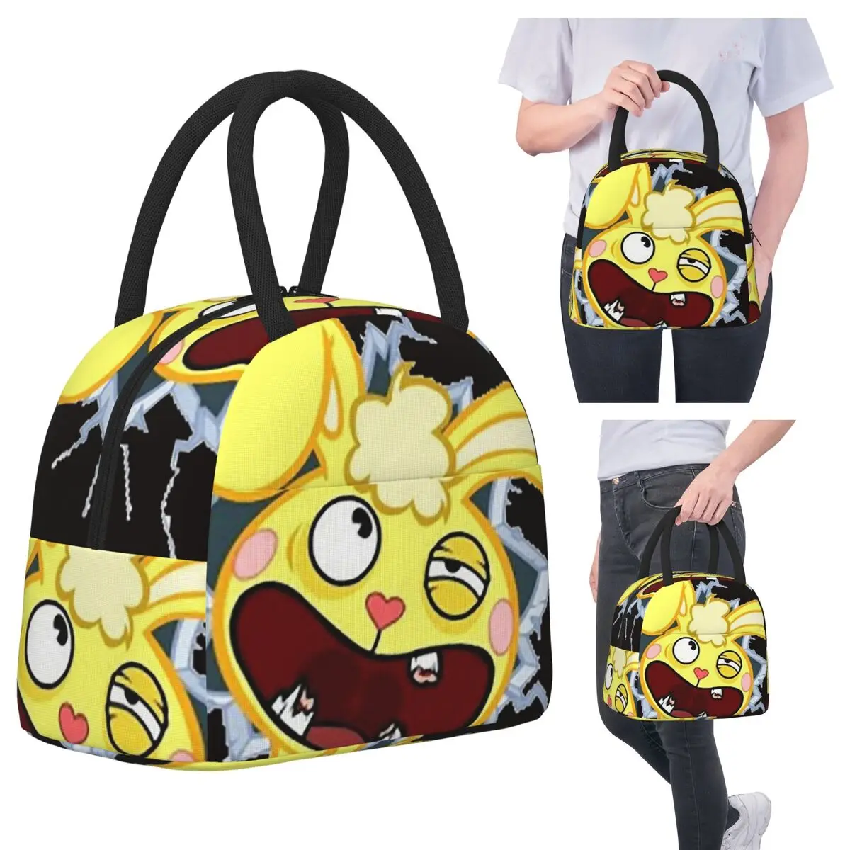 

Изолированная сумка для обеда Happy Tree Friends для детей, школьный холодильник, термосумка для еды, герметичная коробка для завтрака, контейнер