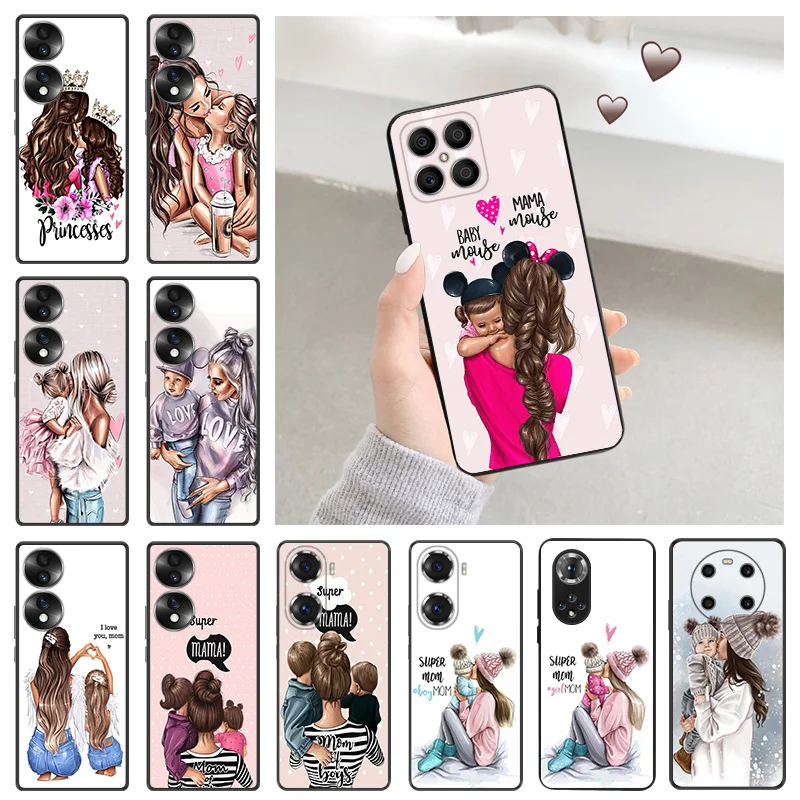 Soft Silicone Phone Case for Honor X7b X9b X6 X9 a X7 X8 b 70 90 Magic5 Super Mom Baby Girl Boy Huawei P20 P30 P40 P-Smart Cover