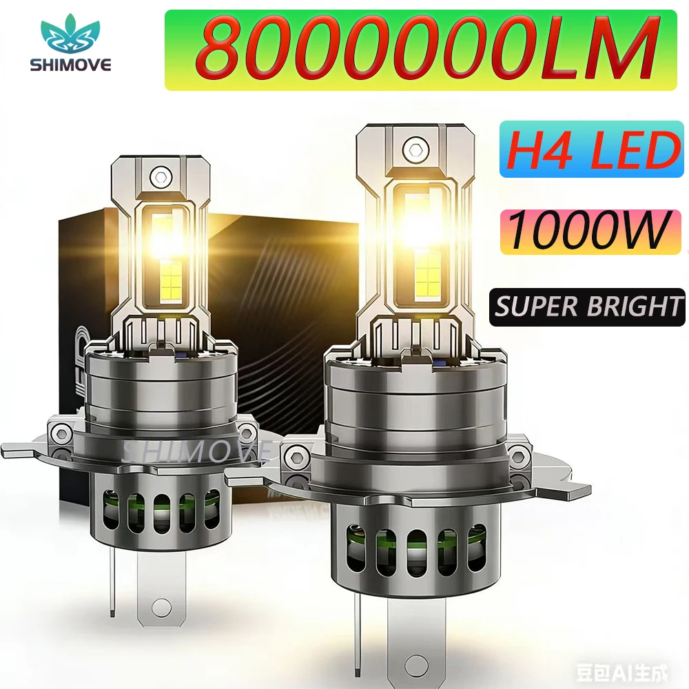 

H4 LED Headlight Bulbs 1000W Super Bright 6000K Hi/Lo Beam Plug and Play Motorcycle Car Headlamp with Cooling Fan CANBUS Ready