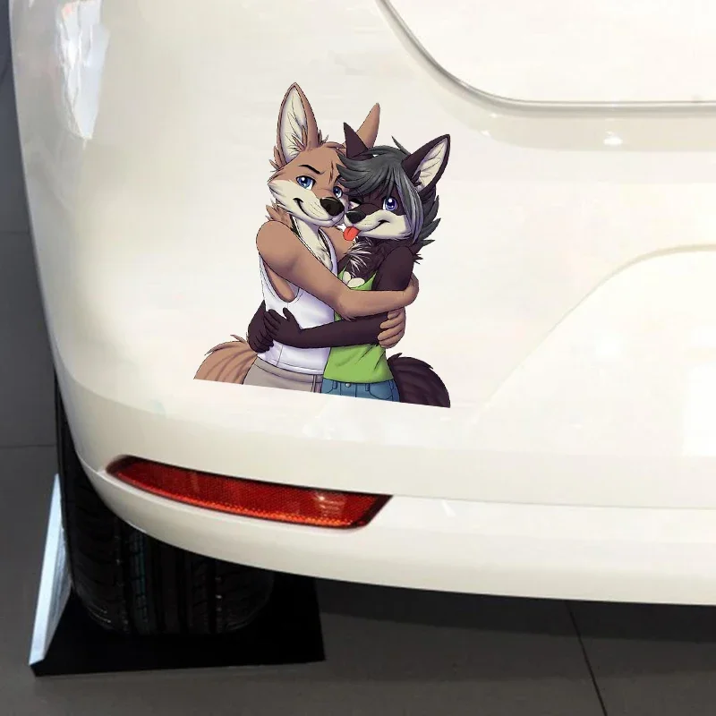 Cute Cartoon Furry Femboy Wolf Car Stickers Personality DIY Custom Printing Window Trunk Vinyl Decal Waterproof Car Accessories