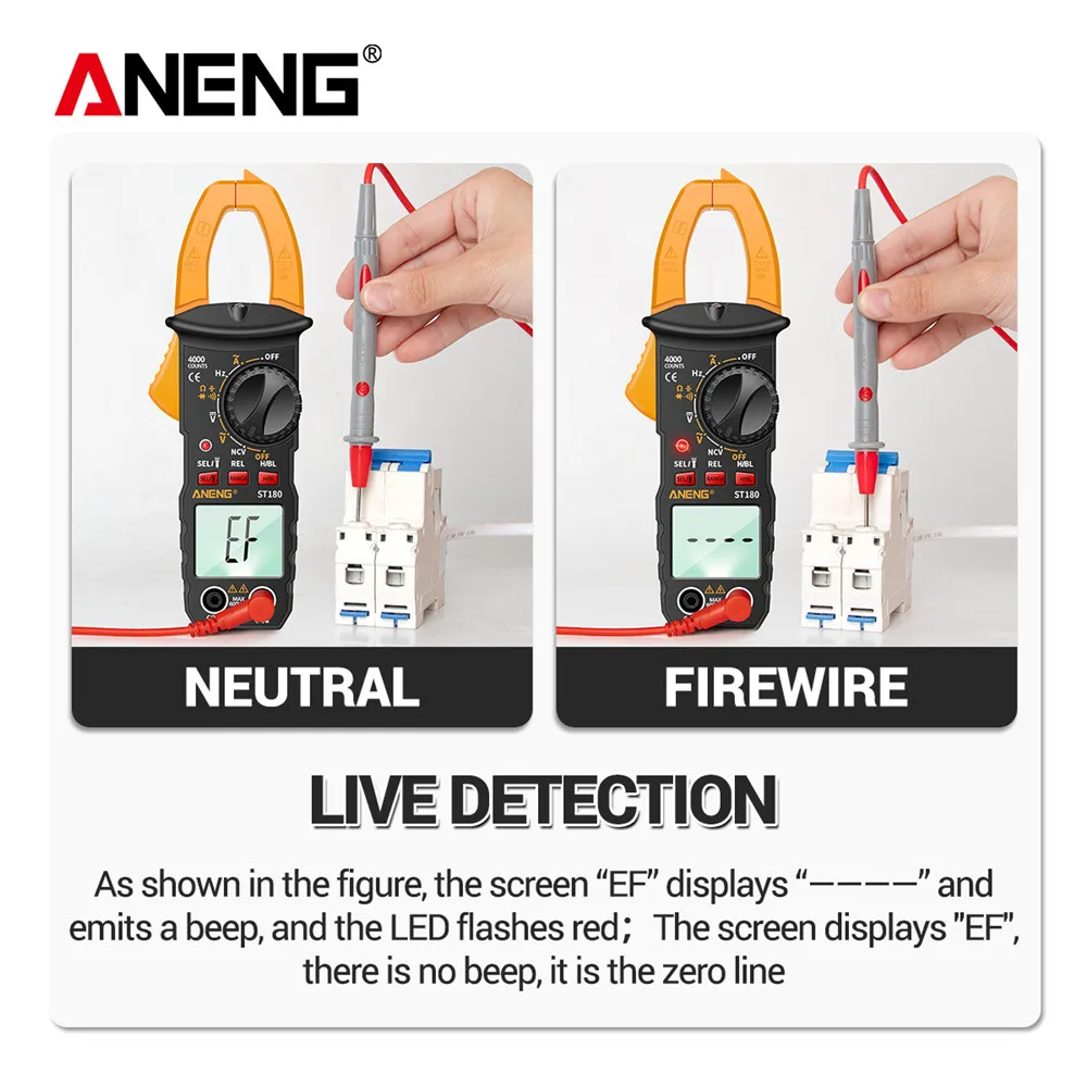 ANENG ST180 4000 Counts Digital Clamp Meter AC Current  Multimeter Ammeter Voltage Tester Car Amp Hz Capacitance NCV Ohm Tool