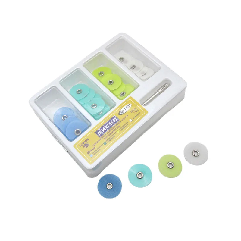 40pcs/Box Dental Composite Polishing Disc 4 Colors Gross Reduction Contouring Mandrel Stripes Set Dentist Tool Material NO1.071